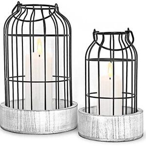 Modern Farmhouse Cloche Lantern Decor, 2 Pieces, [Refined] Rustic Home Decor